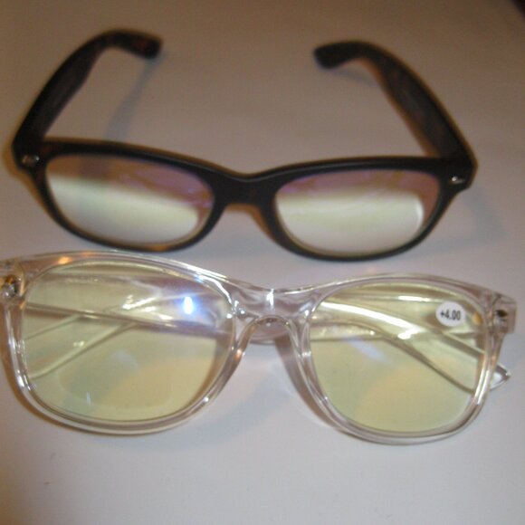 lot of 2 eyeglasses Reading +400 tinted Unisex - Picture 3 of 5